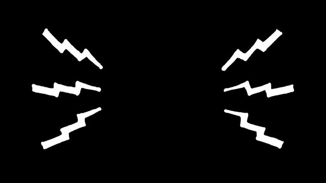 White hand-drawn zigzag lines animation, sketchy doodle accent marks on Alpha channel, comic book impact graphic, professional motion design, isolated element.