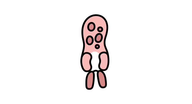 Pink Amoeba Cartoon Illustration Closeup.