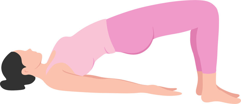 Bridge pose woman yoga hand drawn pastel illustration
