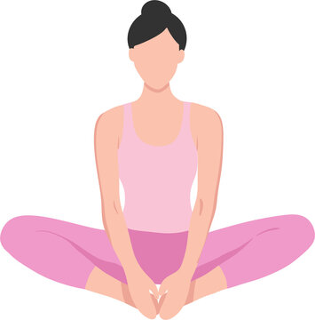 Butterfly pose baddha konasana woman yoga hand drawn pastel illustration
