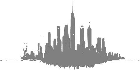 Naklejka premium Minimalist grey city skyline silhouette isolated on white background