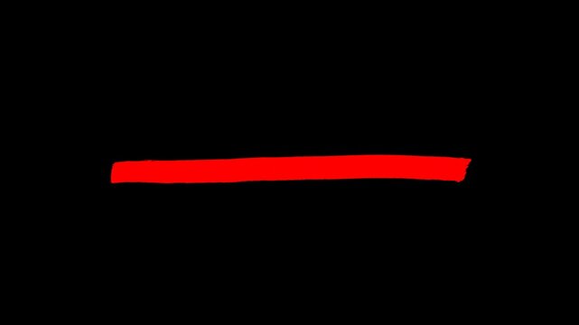 Red hand-drawn underline animation, marker-style scribble line on Alpha channel, emphasis highlight element, creative motion graphic, professional accent, minimalist design.