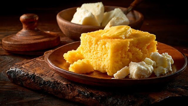 food Brazilian food A delicious serving of creamy polenta, dotted with fresh cheese cubes, sits on a rustic plate, evoking warmth and comfort with its wholesome presentation. Brazilian food