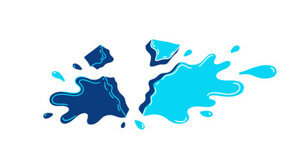 Fototapeta premium Dynamic Blue Water Splashes and Ice Cubes.