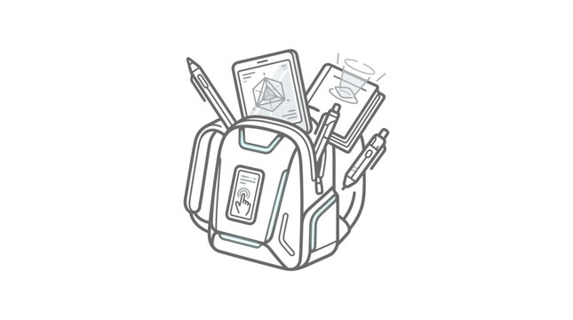 Backpack with money and school supplies.