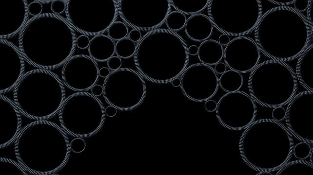 Black and white abstract seamless circle pattern industrial metal texture background with bubbles and pipes vector design wallpaper