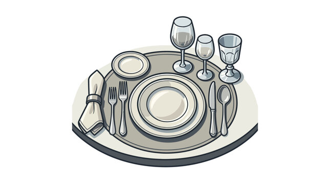 Formal Dining Table Setting Illustration.