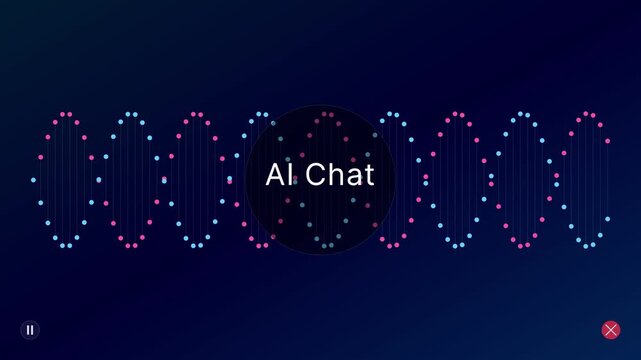 Ai chat interface animation with dynamic digital waveform visualization animation