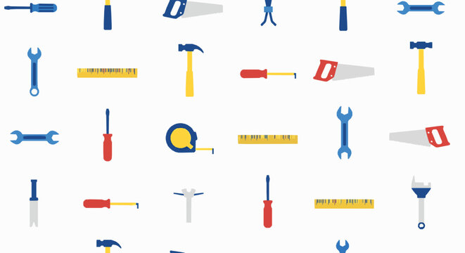 Seamless pattern with various construction and repair tools