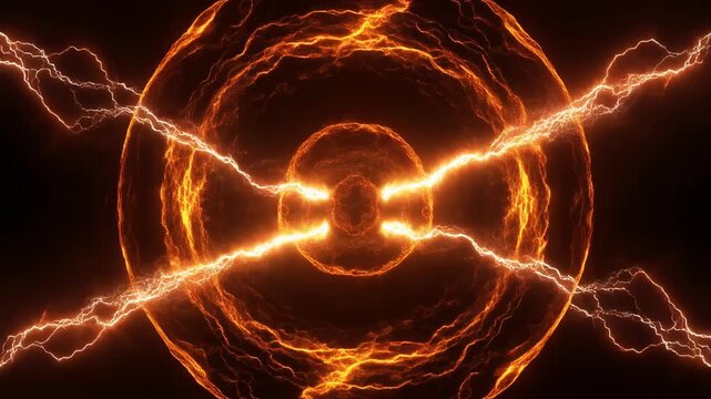 Electricity flows through a glowing orange circuit.