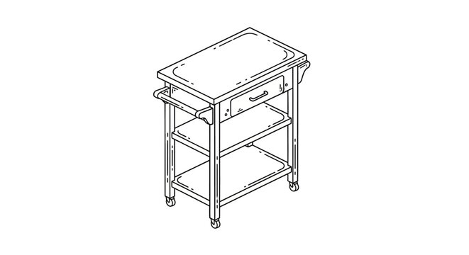 Minimalist metal desk with drawer and shelf design.