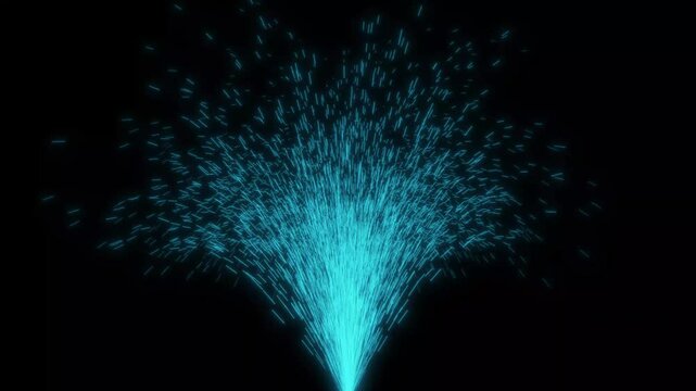 Cyan Sparkler Fountain Pyro Effect Loop on Black Background