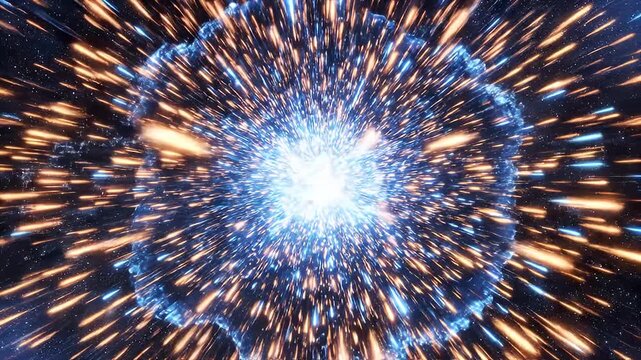 Dynamic Cosmic Supernova Explosion with Radiating Energy Particles and Brilliant Light in Deep Space