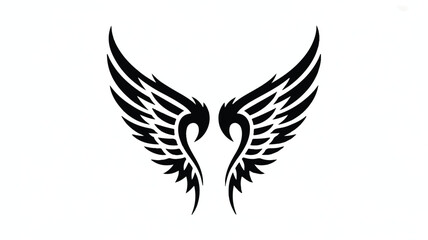 Naklejka premium A graphic illustration of two swans forming wings in a symmetrical pattern