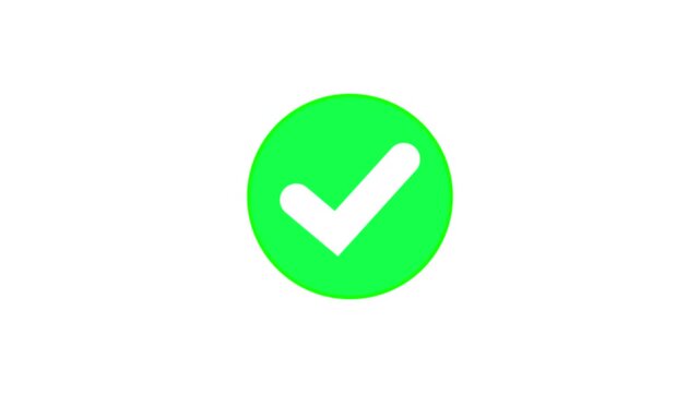 Green circle check mark motion graphic animation video footage clip.