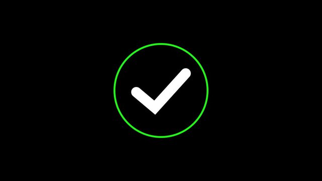 Green circular animation with checkmark icon for successful task completion.