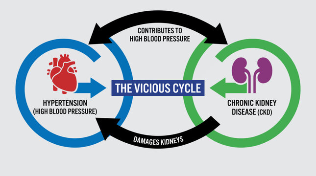 Hypertension and Chronic Kidney Disease Vicious Cycle Vector
