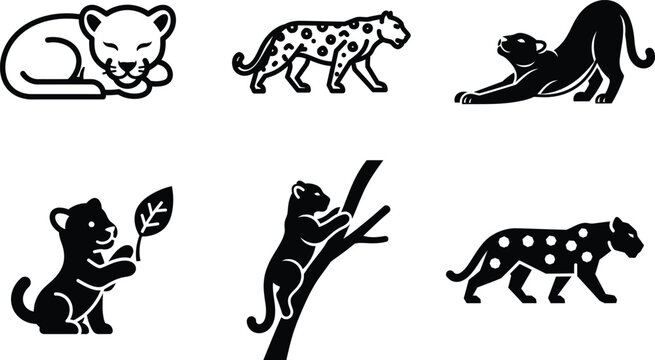black and white animal silhouettes on plain background