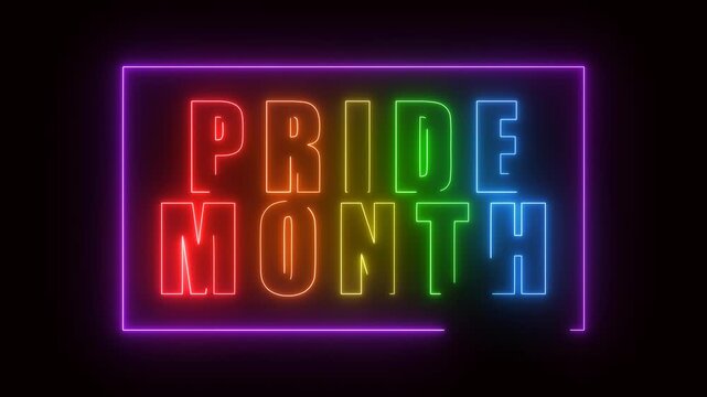 pride month for lgbtq symbol with glowing neon light effect