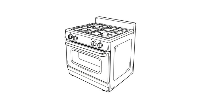 Modern gas stove with oven and control knobs.