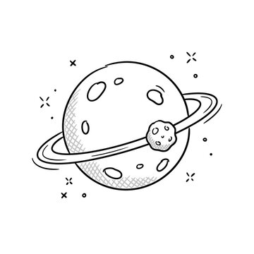 Saturn planet with rings in space.