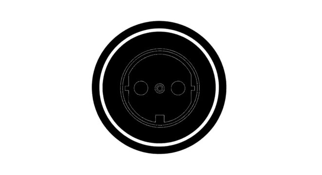 Minimal black silhouette icon, simple flat vector, bold black shape, no, no shading electrical socket icon, vector illustration of a power outlet on a, flat icon style