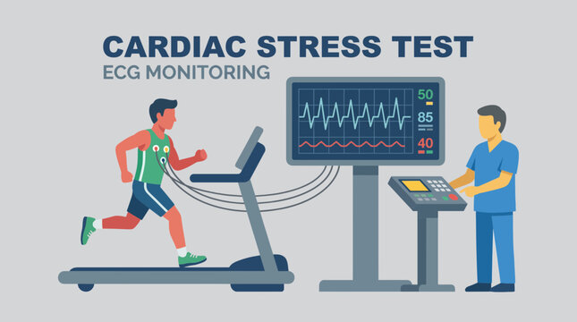 Cardiac Stress Test Exercise Treadmill ECG Monitoring Graphic