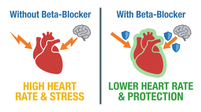Beta-Blocker Cardioprotective Effect Mechanism Illustration