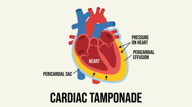 Cardiac Tamponade Pericardial Effusion Pressure Illustration