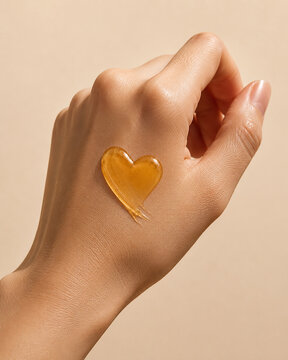 Heart Shaped Depilation Wax Sample on Female Hand