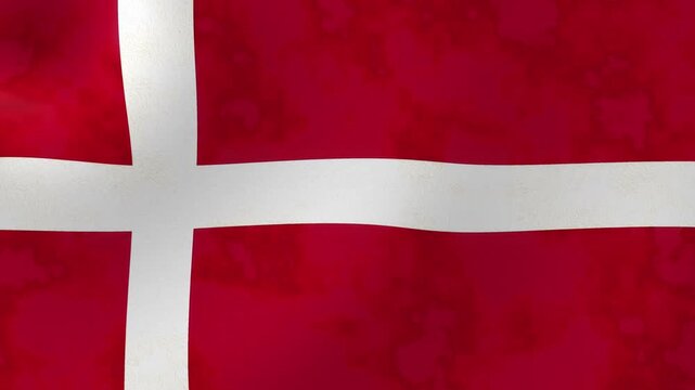 Realistic 3D animated waving flag of Denmark featuring a subtle grunge texture, high-quality digital motion graphic of the Danish national banner fluttering in the wind, perfect for patriotic projects