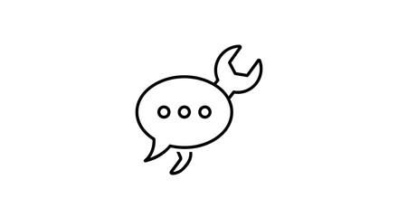 Fototapeta premium Speech bubble with wrench icon, representing customer support, technical help, or communication tools.