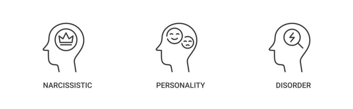 NPD icon set containing Narcissistic, Personality, Disorder vector icons concept illustration