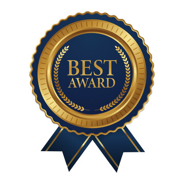 Best award gold medal with ribbon for certificate element