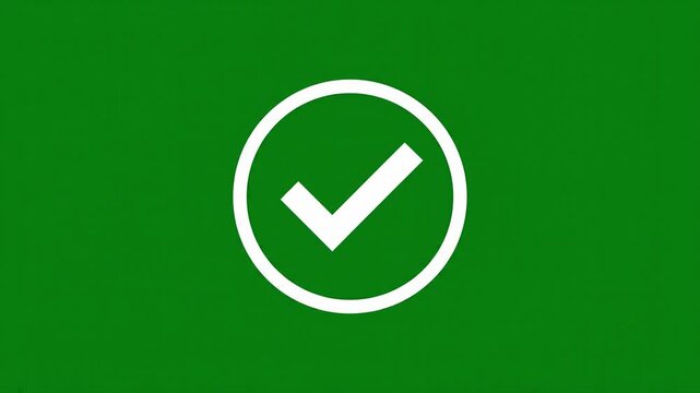 Circular loading indicator transitions into confirmation checkmark animation on green background with subtle particles
