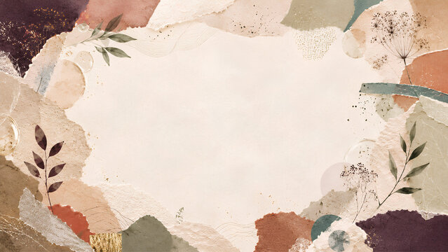 Burgundy Herbarium Border with Dried Wildflower Sprigs
