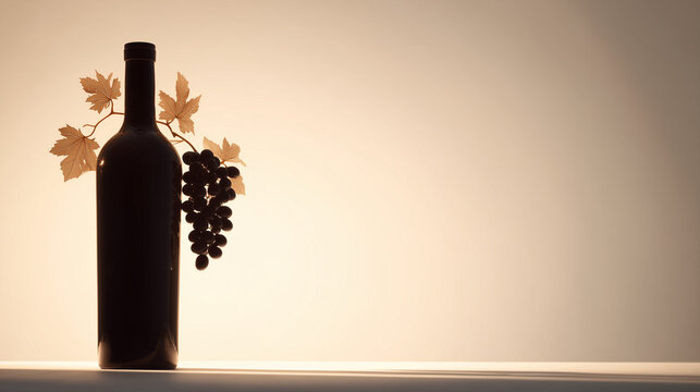 Celebrating National Wine Day with a wine bottle and grape bunch on a table