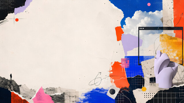 Tactile Origami Collage with Cobalt and Gold Accents