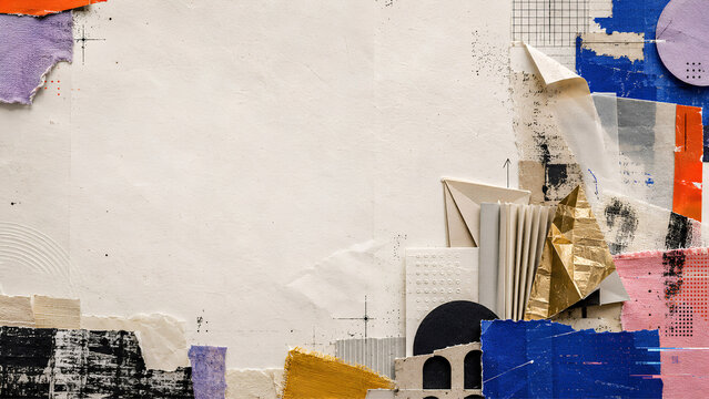 Tactile Origami Collage with Cobalt and Gold Accents