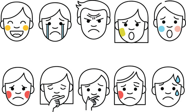 Sad face icon with blushing cheeks representing sadness and depression