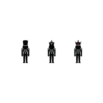 Nutcracker soldier silhouette, isolated on white background