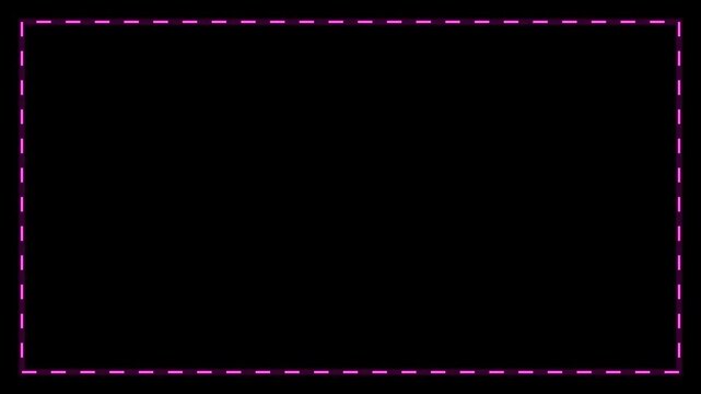 Neon pink dashed rectangular border overlay with glowing light effect animation