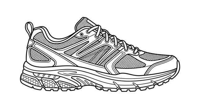 Detailed drawing of a sneaker shoe.