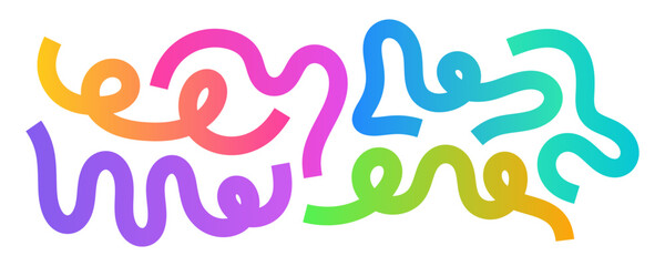 Colorful abstract wavy shapes, wave lines, swirls and curves set with smooth gradients, perfect for modern backgrounds, branding, and creative designs.