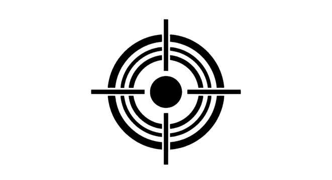 Minimal black silhouette icon, simple flat vector, bold black shape, no, no shading black and white target icon or crosshair symbol on a, flat icon style
