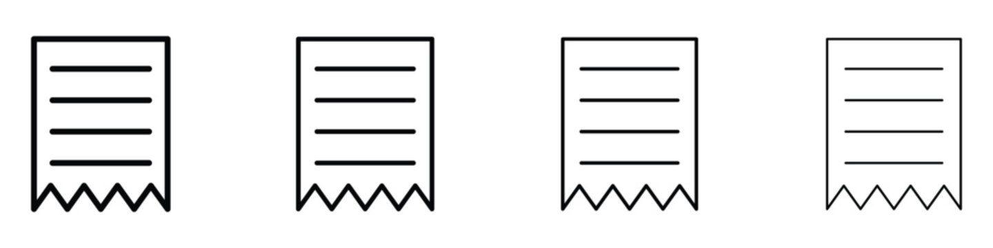 Simple outline receipt icons representing financial transactions and documents