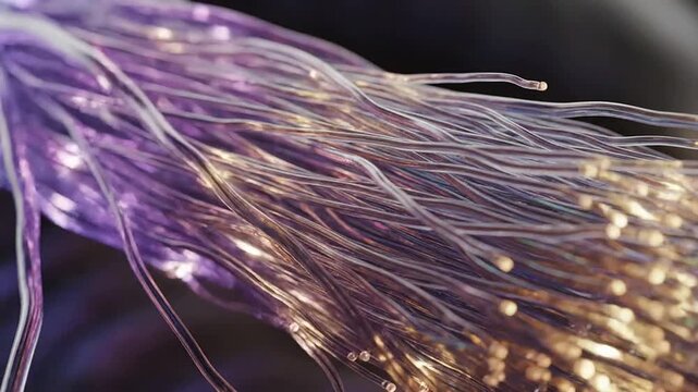 Extreme Close-Up Of Iridescent Peripheral Nerves Capturing Intricate Patterns And Textures For Medical And Neuroscience Concepts
