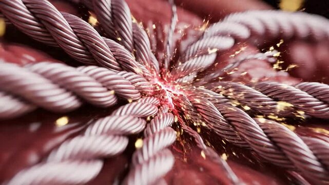 Extreme Macro Photography of Human Achilles Tendon Under Intense Physical Strain with Dynamic Visual Effects and Close-Up Details