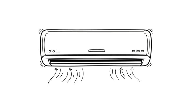 Modern wall mounted air conditioning unit illustration.
