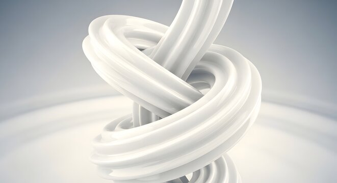 Smooth white liquid knotted into elegant abstract shape.